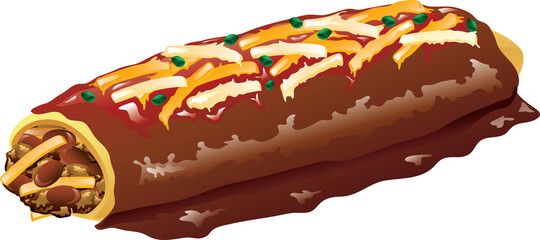 Illustration of a beef enchilada with cheese