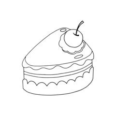 Cake cartoon illustration isolated on white background for children color book