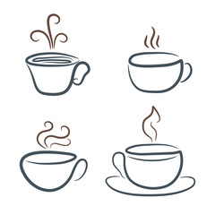 Hand drawing coffee cup and mag for your design, stock vector illustration