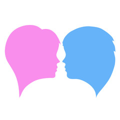 man and woman silhouettes heads on white, stock vector illustration