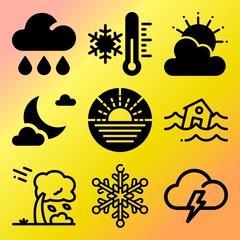 Vector icon set  about weather with 9 icons related to winter, shape, new, cool and autumn