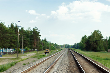 Fototapeta na wymiar Railway rails straight ahead,perspective