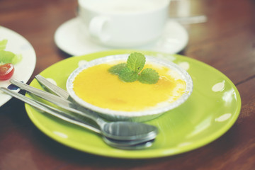 lemon pudding in cafe
