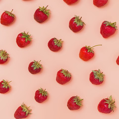 Strawberries pattern on the bright background.
