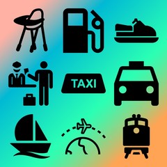 Vector icon set  about transport with 9 icons related to healthy, ship, automobile, action and jetski