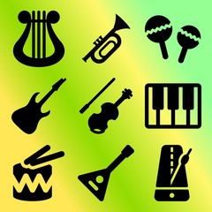 Obraz premium Vector icon set about music instruments with 9 icons related to maracas, beautiful, black, trumpet and music