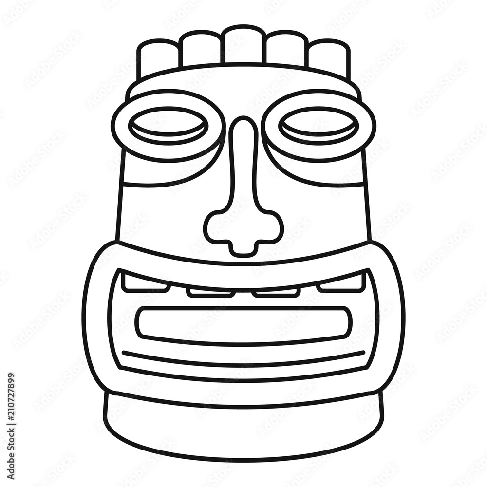 Poster tiki idol mask icon. outline tiki idol mask vector icon for web design isolated on white background