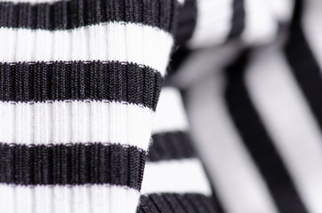 Fabric clothing black and white strip on blur background