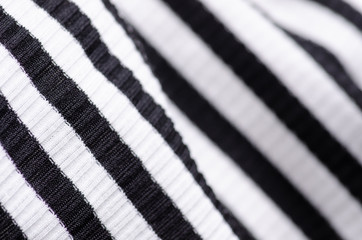 Fabric clothing black and white strip on blur background