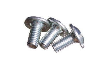 White metal bolt on white background isolation