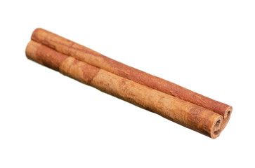 Cinnamon sticks close-up macro on white background isolation