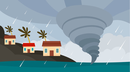Tornado Hawaii island background. Flat illustration of tornado Hawaii island vector background for web design
