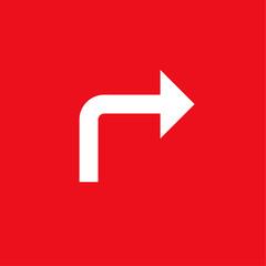 arrow. white icon on red background