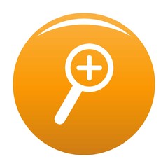 Cursor magnifier plus icon. Simple illustration of cursor magnifier plus vector icon for any design orange