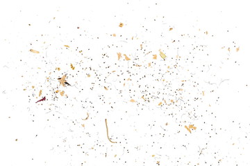 Organic plant dust texture isolated on white background, top view