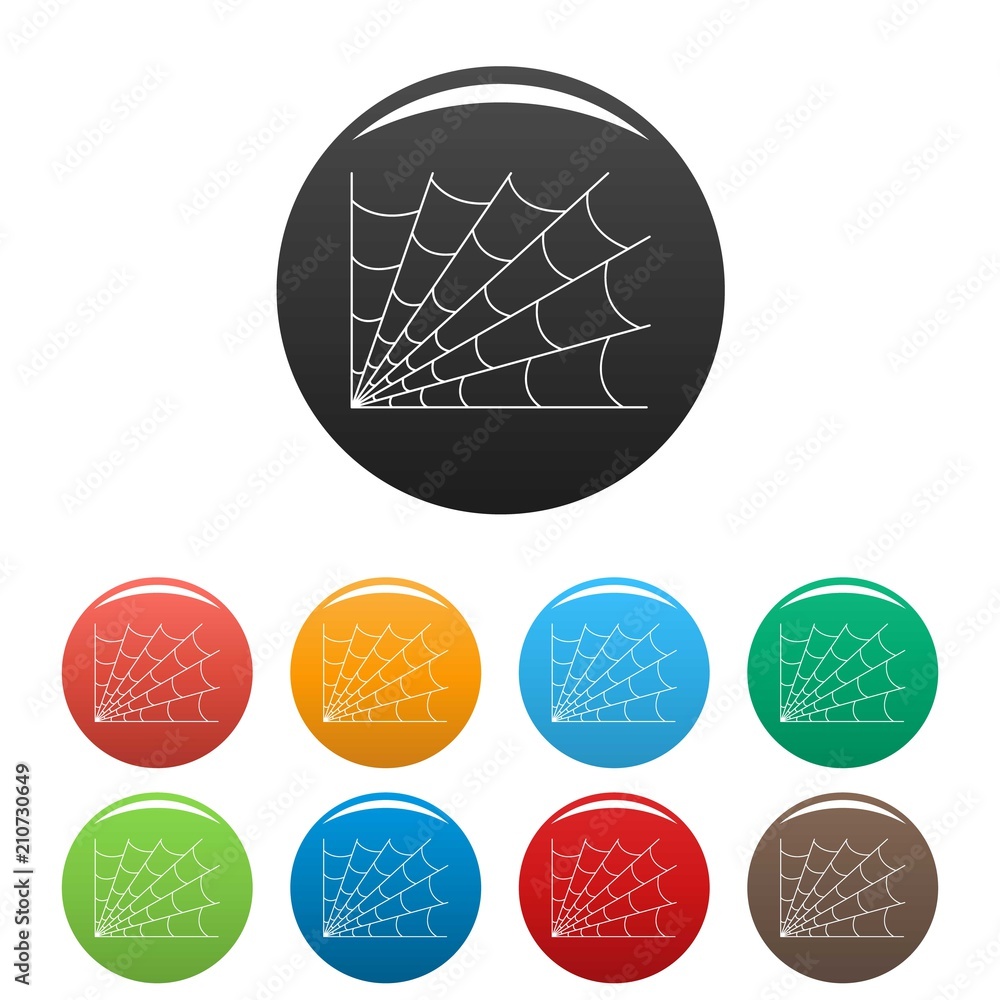 Poster gothic spiderweb icon. outline illustration of gothic spiderweb vector icons set color isolated on w