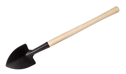 Black spade with wooden handle