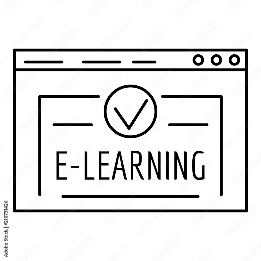 Poster e learning icon. outline illustration of e learning vector icon for web design isolated on white bac