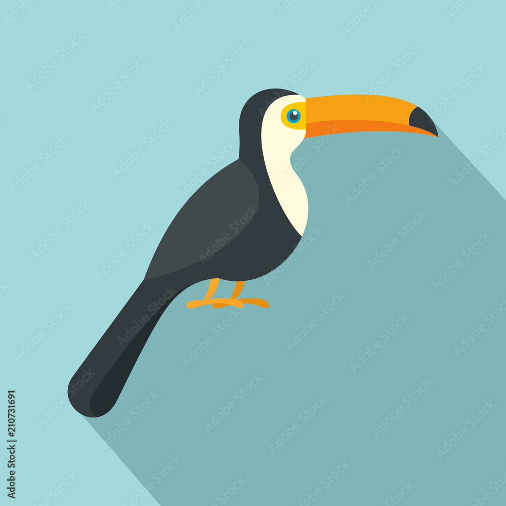 Poster toucan icon. flat illustration of toucan vector icon for web design