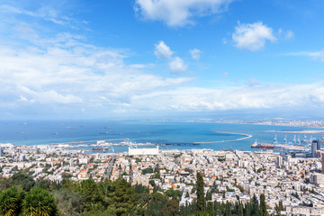 panoramic view of Haifa, Israel on a Sunny summer day