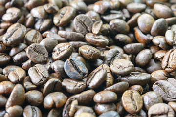 Close-up roasted beans coffee