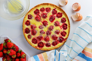 Homemade strawberry pie with coconut chips