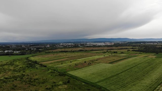 Ukrainian lands, view from the height. The once an industrial city of Drohobych on background, center of saltmaking in Ukraine