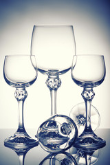  empty wine glasses