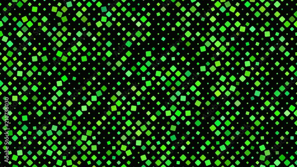 Poster Colored abstract rotating square pattern background - seamless loop motion graphic from green squares