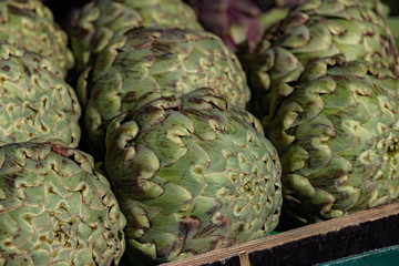 Fototapeta premium Artichokes on sale in Paris market, France