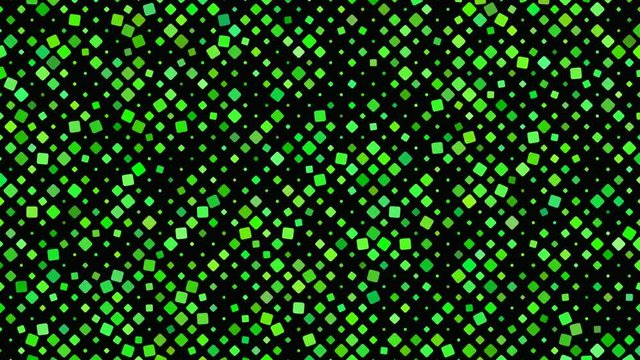 Colored abstract rotating square pattern background - seamless loop motion graphic from green squares