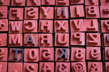 letter and number stamps macro - - obrazy, fototapety, plakaty