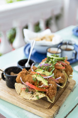 Traditional mexican taco plate in the Mexican Caribbean