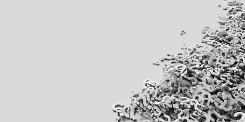 Infinite question marks, original 3d illustration