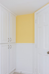 Yellow corner nook with white trim