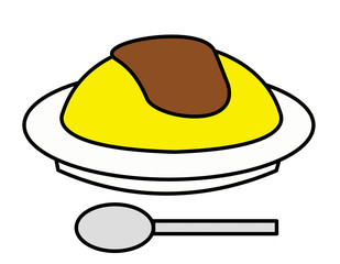 オムライス(デミグラス、スプーン)