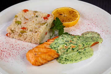 Delicious fried salmon