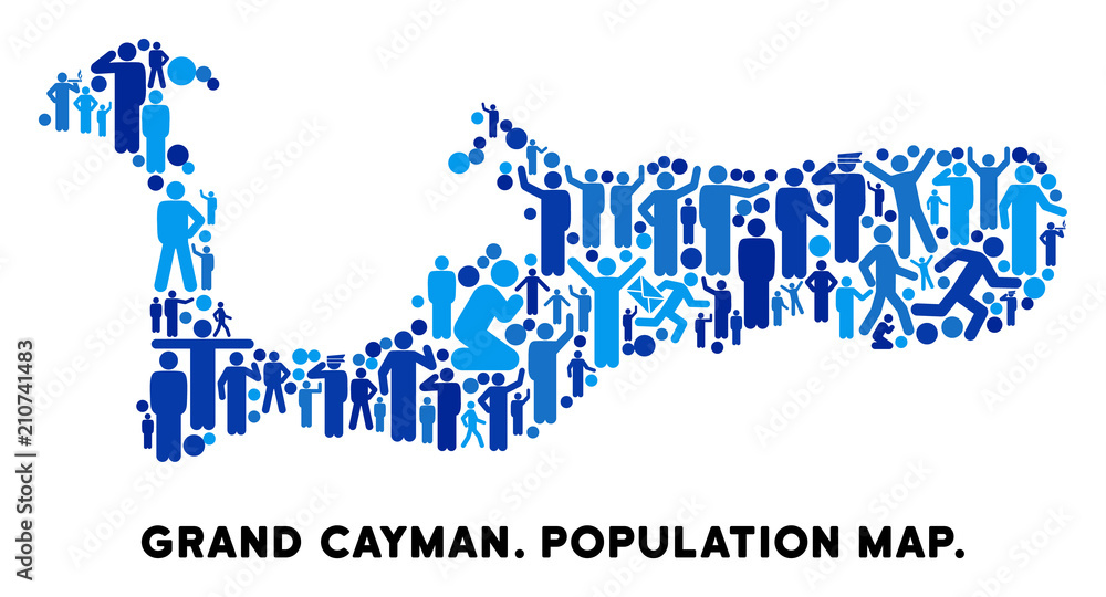 Poster vector population grand cayman island map. demography composition of grand cayman island map made of