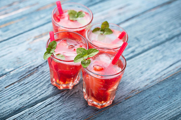 Summer fresh drink strawberry lemonade