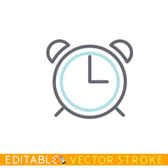 Alarm clock icon. Editable stroke sketch icon. Stock vector illustration.
