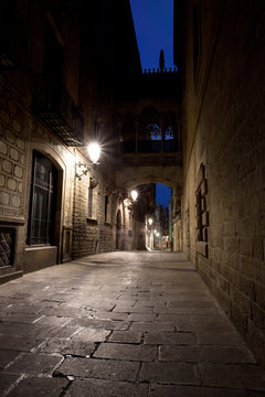 Bridge Between Buildings in Barri Gotic Quarter, Barcelona