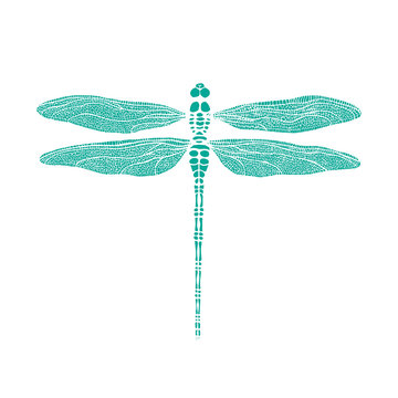 Vector dragonfly. Dragonfly made in one color under the stencil