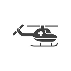 Obraz premium Emergency Helicopter Glyph Vector Icon. Isolated on the White Background. Editable EPS file. Vector illustration.