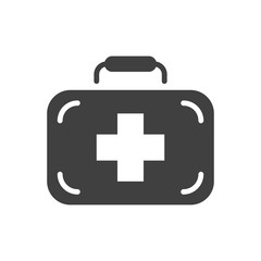Obraz premium First Aid Kit Glyph Vector Icon. Isolated on the White Background. Editable EPS file. Vector illustration.