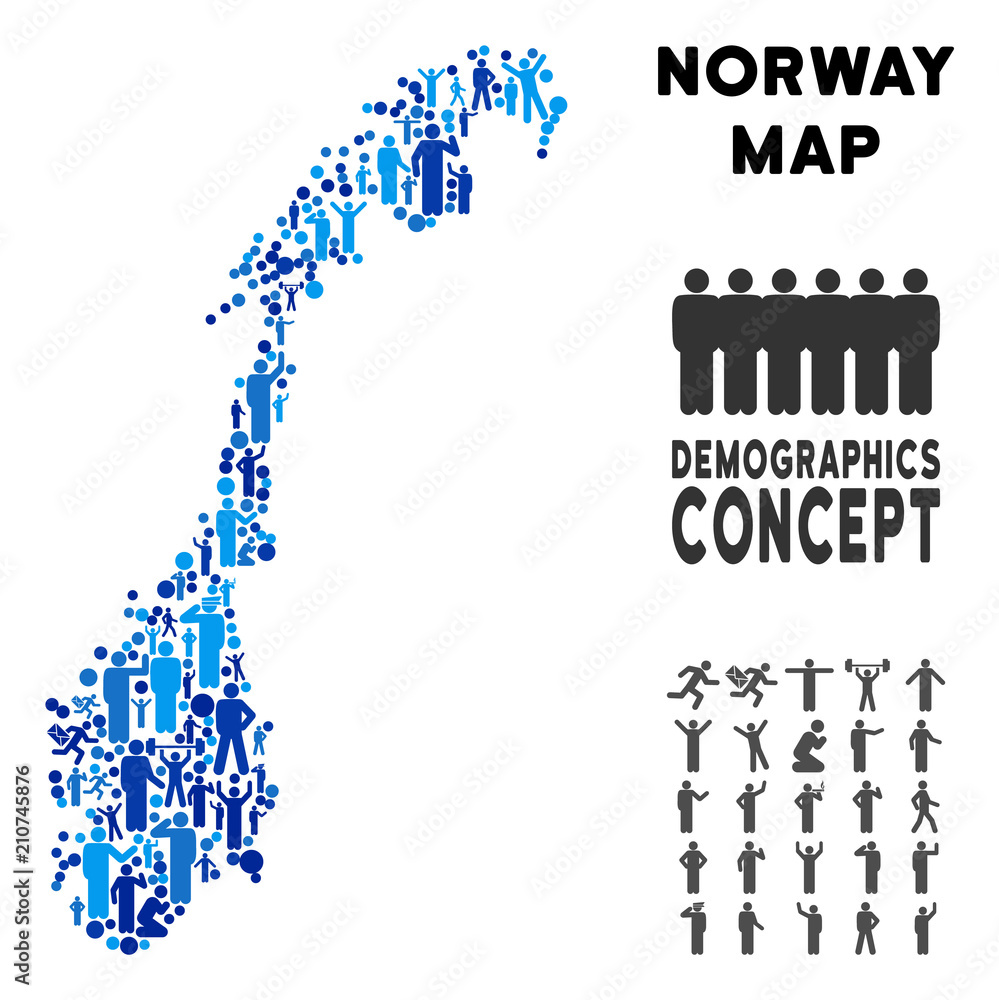 Aufkleber vector population norway map. demography composition of norway map created of crowd with different p