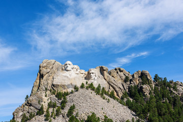 Mount Rushmore national memorial, USA. Sunny day, blue sky.