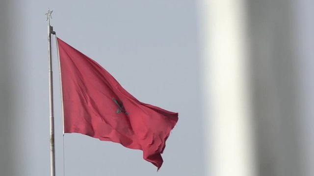 slow motion, wind Moroccan flag