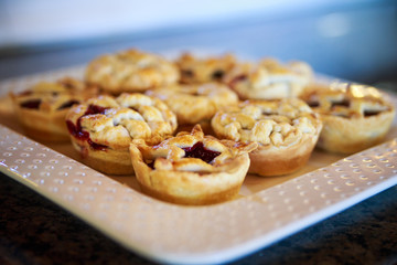 Homemade patriotic American Cherry Pie on a white plate