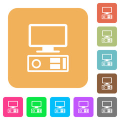 Old personal computer rounded square flat icons