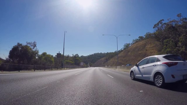 4K vehicle POV driving along freeway to Adelaide, South Australia, real time.